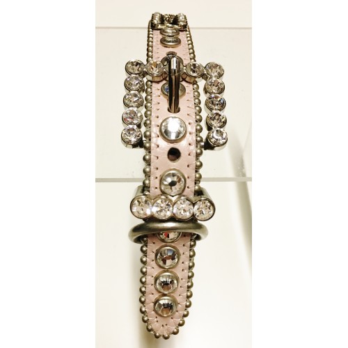 BB Simon Matte Pink Swarovski Leather Collar