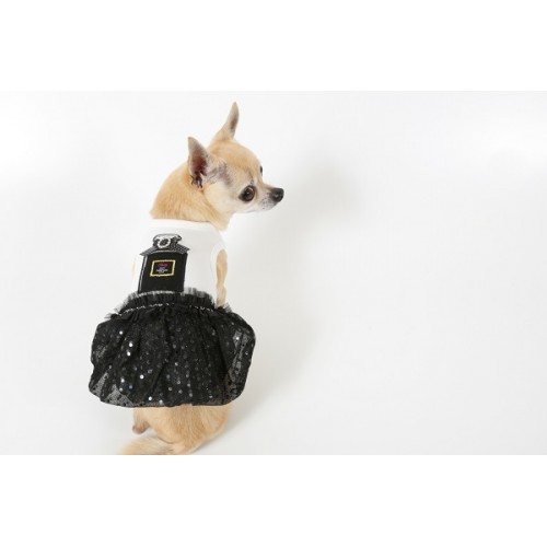 Classy Noir White Perfume Top Black Dress