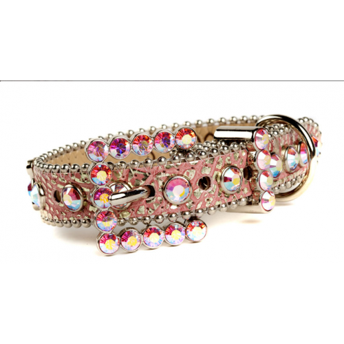 BB Simon Pink Sparkle Swarovski Leather Collar