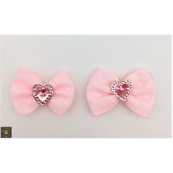 12 Pack Velcro Polka Heart Bows