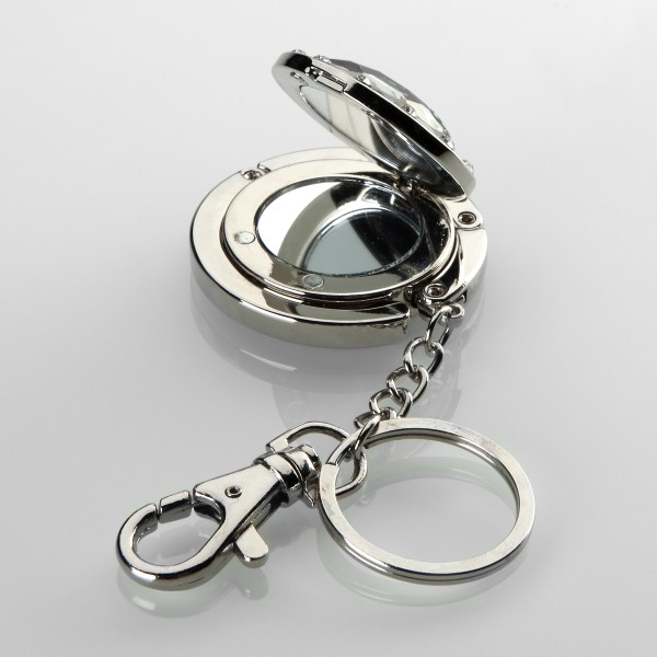 Diamond Top Purse hanger & keychain with mirror