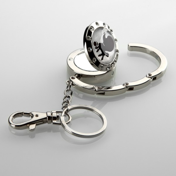 Diamond Top Purse hanger & keychain with mirror