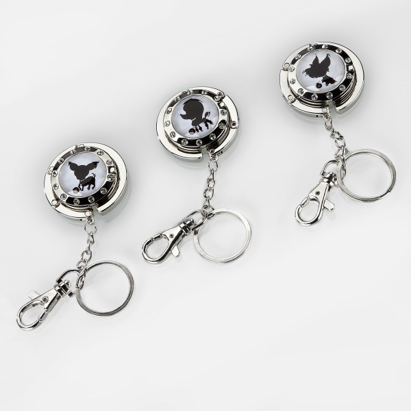 Diamond Top Purse hanger & keychain with mirror